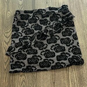 Charlie & Robin Womens Floral Ruffle Solo Stroll Mini Skirt Black Grey Size XS
